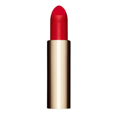 Clarins Joli Rouge Velvet La Recharge 768V Strawberry lipstick in 3.5g with sleek packaging, displayed on a neutral background.