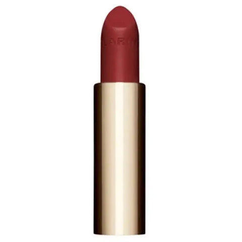 Clarins Joli Rouge Velvet La recharge in shade 781V Red Grape, 3.5g, showcasing the lipstick bullet and packaging.