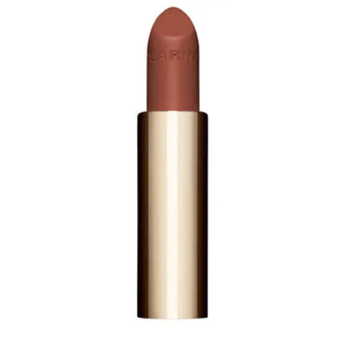 Clarins Joli Rouge Velvet La recharge in shade 784V Praline Nude, 3.5g, with the lipstick and packaging visible.