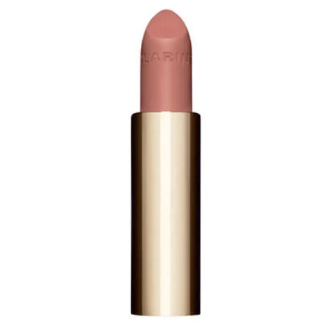 Clarins Joli Rouge Velvet La recharge lipstick in shade 785V Petal Nude, 3.5g, shown in a sleek black bullet with brand logo.