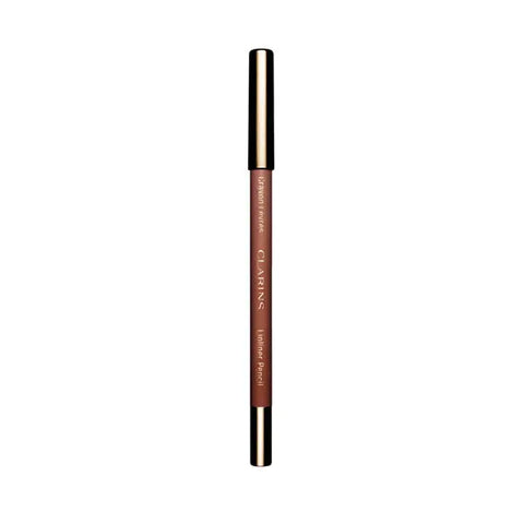 Clarins Lipliner Pencil in 02 Nude Beige with a sleek pencil design, showcasing its smooth application and neutral shade.