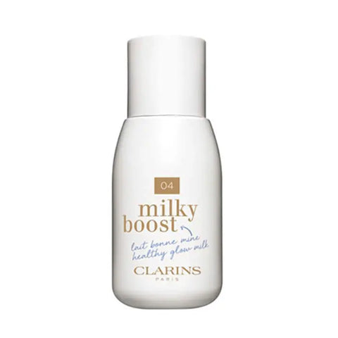 Clarins Milky Boost 04 Milky Auburn hair color in 50ml bottle, shown with packaging from Jag Couture London New York.