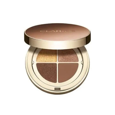 Clarins Ombre 4-Colour Eyeshadow Palette in Brown Sugar Gradation with four shades, 4.2g, displayed in an open compact.