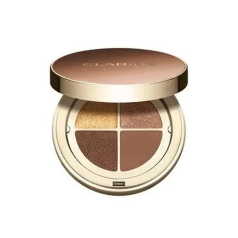 Clarins Ombre 4-Colour Eyeshadow Palette in Brown Sugar Gradation with four shades, 4.2g, displayed in an open palette.