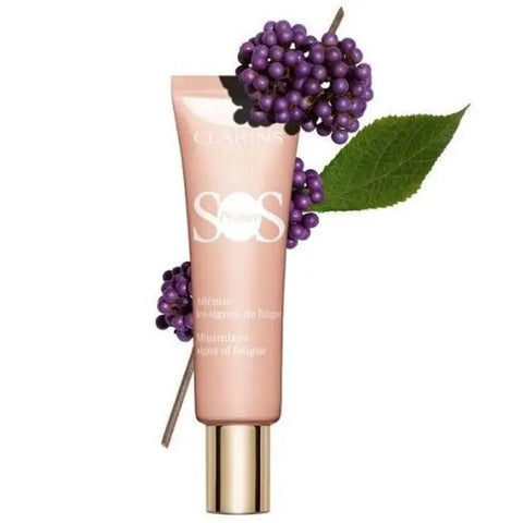 Clarins SOS Primer 01 Rose 30ml, a pink-toned face primer with smooth texture, displayed in a clear tube.