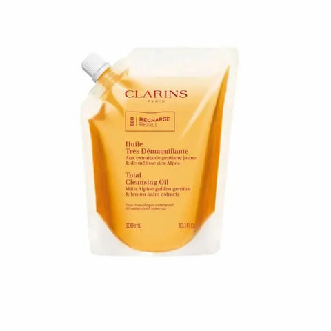 Clarins Total Cleansing Oil refill bottle, 300ml, with product label and packaging details from Jag Couture London New York.