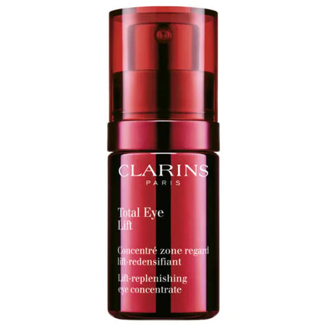 Clarins Total Eye Lift 15ml eye serum in a sleek bottle, designed to lift and refresh the eye area.