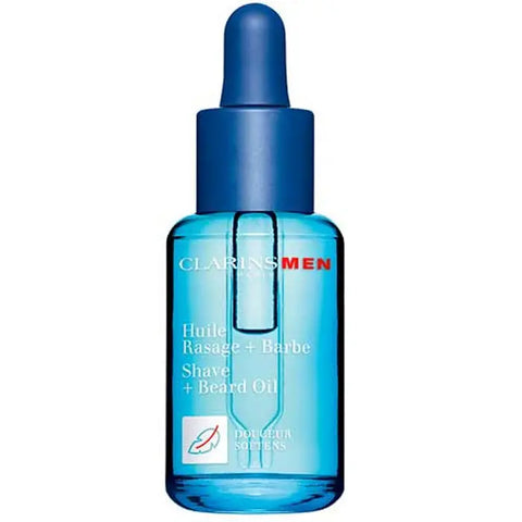 ClarinsMen Shave and Beard Oil 30ml bottle with pump, designed for soothing shave and beard grooming, by Jag Couture London New York