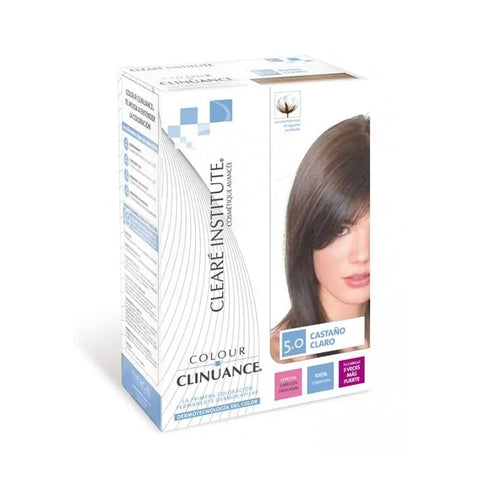 Jag Couture London-New York Clearé Institute Colour Clinuance 5.0 Light Chestnut hair dye, showing the product bottle with light chestnut shade