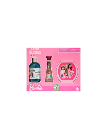 Corine De Farme Barbie Edt 30ml set featuring a floral perfume bottle with decorative packaging by Jag Couture London New York