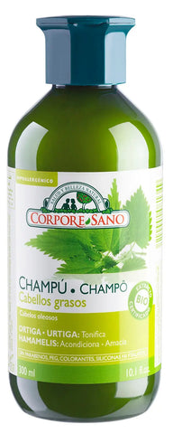 Bio Corpore shampoo for oily hair by Jag Couture London; 300ml bottle with natural ingredients for cleansing and balancing scalp.