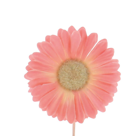 Pink Germini flower decoration by Jag Couture London - New York, measuring 13x6.5cm, with detailed petals and vibrant color.