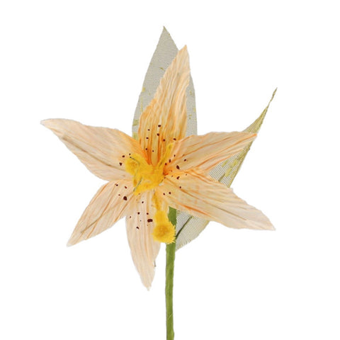 Light orange lily flower decoration by Jag Couture London - New York, measures 16x7cm, showcasing detailed artificial floral design.