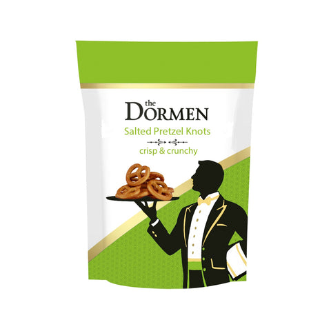 Salted pretzel knots from Jag Couture London - New York, crispy and crunchy snack in a pouch, perfect for savory snacking.