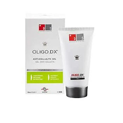 DS Laboratories Oligo DX Cellulite Reducing Gel in 150ml tube, featuring a sleek design with product branding and label details.