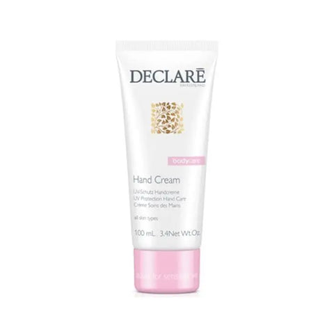 Jar of Declaré Hand Cream 100ml by Jag Couture London New York, with smooth, moisturizing cream visible in a sleek container.