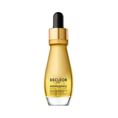 Decléor Aromessence Magnolia Blanc serum-huile in 15ml bottle, featuring a sleek glass container with dropper, on a neutral background.