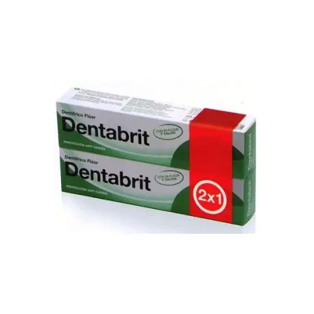 Two tubes of Dentabrit fluorine toothpaste from Jag Couture London New York, displayed side by side in a clean, modern package.