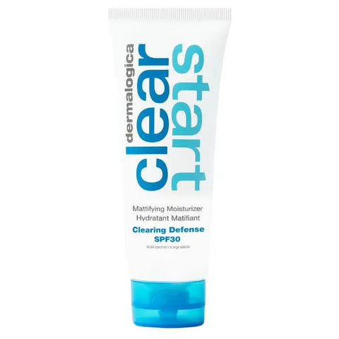 Dermalogica Clear Start Clearing Defense SPF30 59ml bottle, lightweight facial moisturizer with sun protection, on a clean background