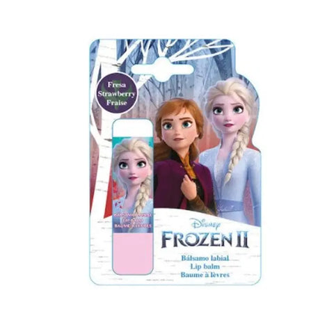 Frozen II strawberry lip balm by Jag Couture London in a 4g tube, featuring Disney Frozen II themed packaging with strawberry flavor.