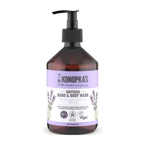 Dr. Konopka's Soothing Gel for body and face in 500ml bottle, gentle skincare product by Jag Couture London New York.
