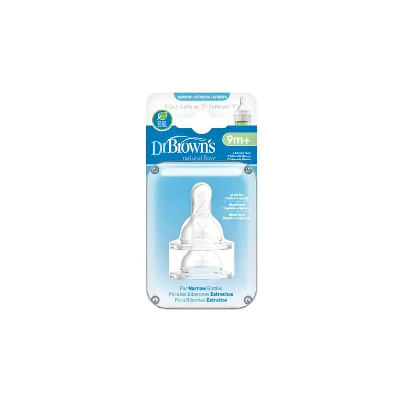 Dr. Brown's pack of 2 standard nipples for baby bottles, with clear silicone tips and soft texture, from Jag Couture London New York.