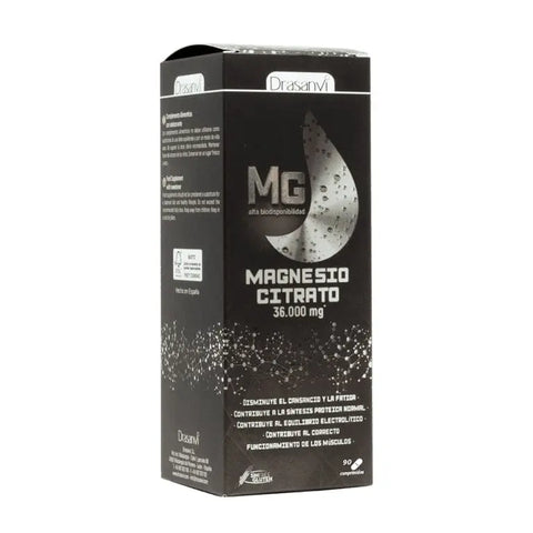 Bottle of Drasanvi Citrato de Magnesio 90 tablets by Jag Couture London New York, showing the supplement packaging.