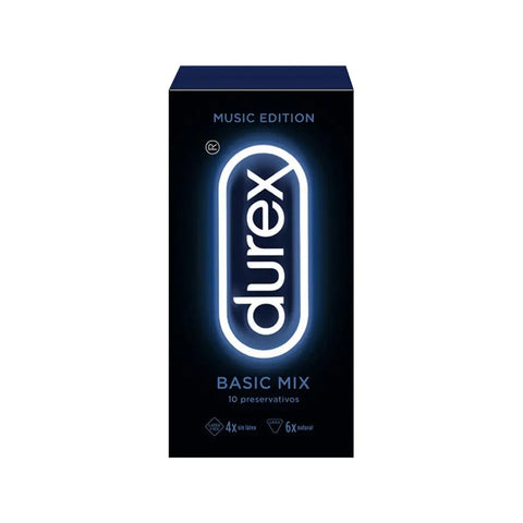 Durex Music Edition Basic Mix condoms in a box, featuring vibrant packaging, from Jag Couture London New York.