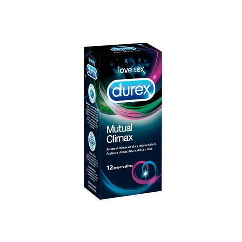 Durex Mutual Climax condoms in a pack of 12, displayed with packaging from Jag Couture London New York, for enhanced intimacy.