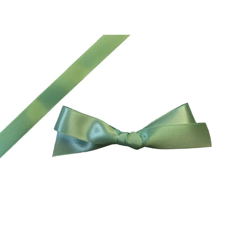 Eau de Nil aqua single-faced satin ribbon by Jag Couture London-New York, showcasing smooth, shiny satin fabric.