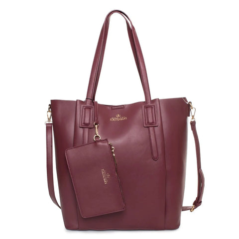 Egon Von Furstenberg handbag in black leather with gold hardware, featuring structured design and top handles.