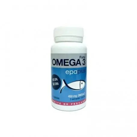 Epaplus Omega 3 Forte supplement bottle by Jag Couture London New York, featuring softgel capsules on a white background.