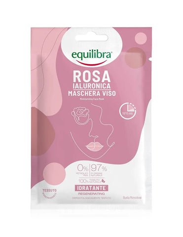 Equilibra hyaluronic face mask tissue by Jag Couture London New York, showing the single sheet mask in packaging.