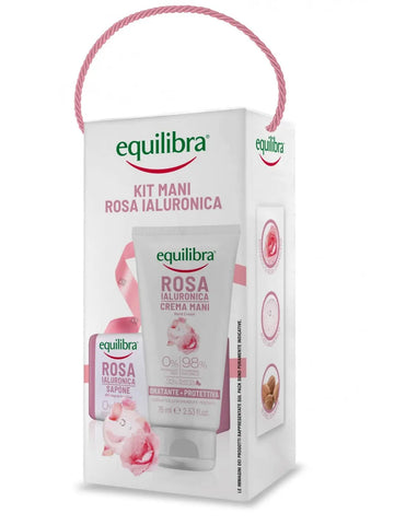 Equilibra Rosa Ialuronica Manos Set featuring hand creams and skincare products from Jag Couture London New York.