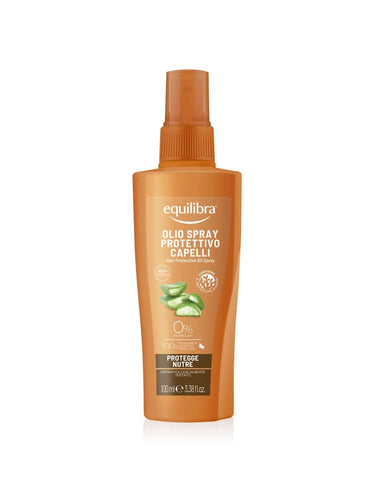 Equilibra Sun Cabello Hair Oil Protection Spray in 100ml bottle by Jag Couture London New York, with spray nozzle for easy application.