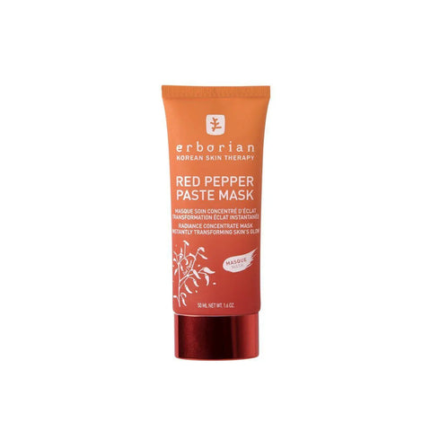 Erborian Red Pepper Paste Mask in a 50 ml jar, featuring vibrant red pepper extract for skincare, displayed on a white background.