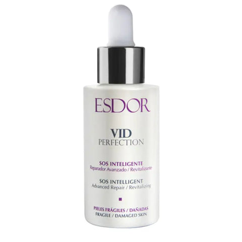 Esdor Intelligent SOS Vid Perfection Serum 30ml in a clear glass bottle with a pump, branded by Jag Couture London New York.