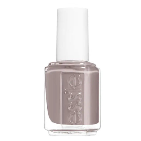 Essie Chinchilly nail polish in 13.5ml bottle, showcasing muted gray-beige shade from Jag Couture London New York collection.