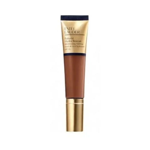 Estee Lauder Futurist Hydra Rescue SPF45 6-in-1 Sandalwood 35ml face moisturizer in a sleek jar, with a beige and gold label.