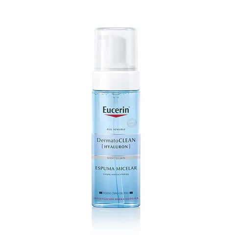 Eucerin DermatoClean Hyaluron Micellar Foam in 150ml bottle, gentle facial cleanser with hyaluronic acid by Jag Couture London New York