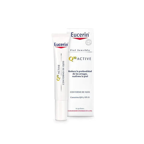 Eucerin Q10 Active Contour cream in a 15ml tube, designed for skin contouring and anti-aging from Jag Couture London New York