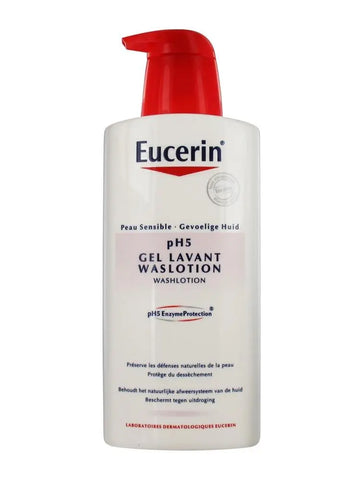 Eucerin® Bath Gel pH5 200ml from Jag Couture London - New York, showing the soothing skincare gel in a transparent bottle.