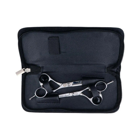 Eurostil Corte 7 Esculpir 2 Tijeras with black case and 1ml product, designed for professional hairstyling by Jag Couture London New York.