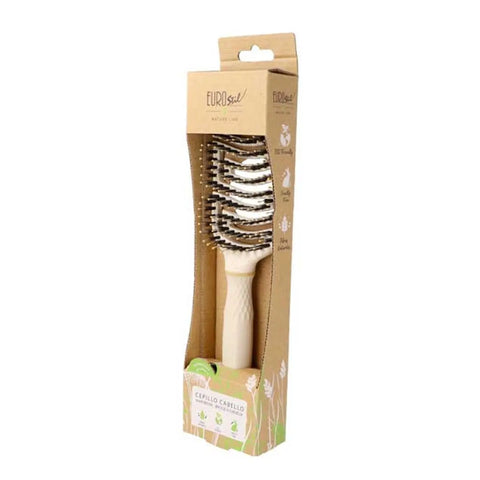 Eurostil Eco Natural double paddle hairbrush by Jag Couture London and New York, flexible bristles for gentle styling.