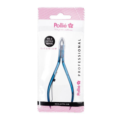 Eurostil manicure cuticle nipper, 11cm, blue titanium finish, from Jag Couture London New York, for precise cuticle trimming.
