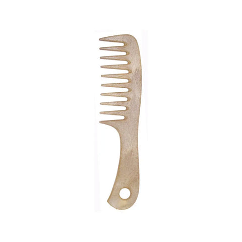 Wooden highlighting comb from Eurostil, by Jag Couture London New York, shown with fine teeth for precise hair color application.