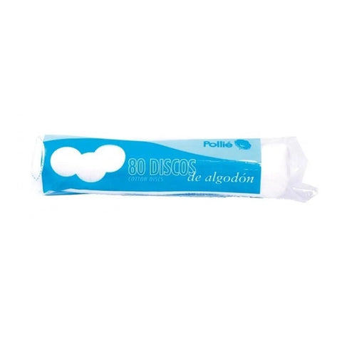 Pack of 80 Eurostil Pollie Discos Desmaquillantes cotton pads by Jag Couture London New York, shown in a clear open package.