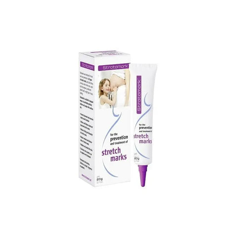 Exeltis Stratamark Gel for stretch marks during pregnancy, 20g tube, with branding from Jag Couture London New York