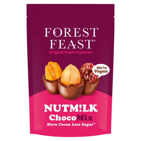 Jag Couture London - New York Forest Feast Nutmilk Choco Mix share pack with assorted nut and chocolate flavors in a colorful bag.