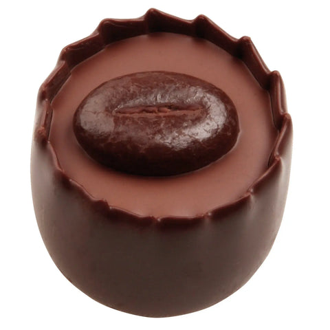 Dark chocolate coffee praline cup by Fadila, 13.8g, from Jag Couture London New York, showing a rich chocolate and coffee-filled treat.